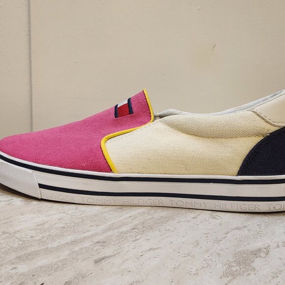 TOMMY HILFIGER Pink White Sneakers 8M - Picture 3 of 9